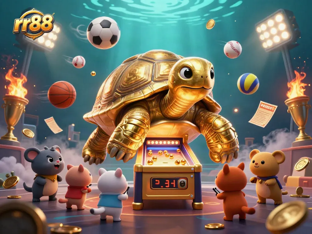 Experience thrilling gaming at rr88 with an exciting scene of animated fun and sports elements.