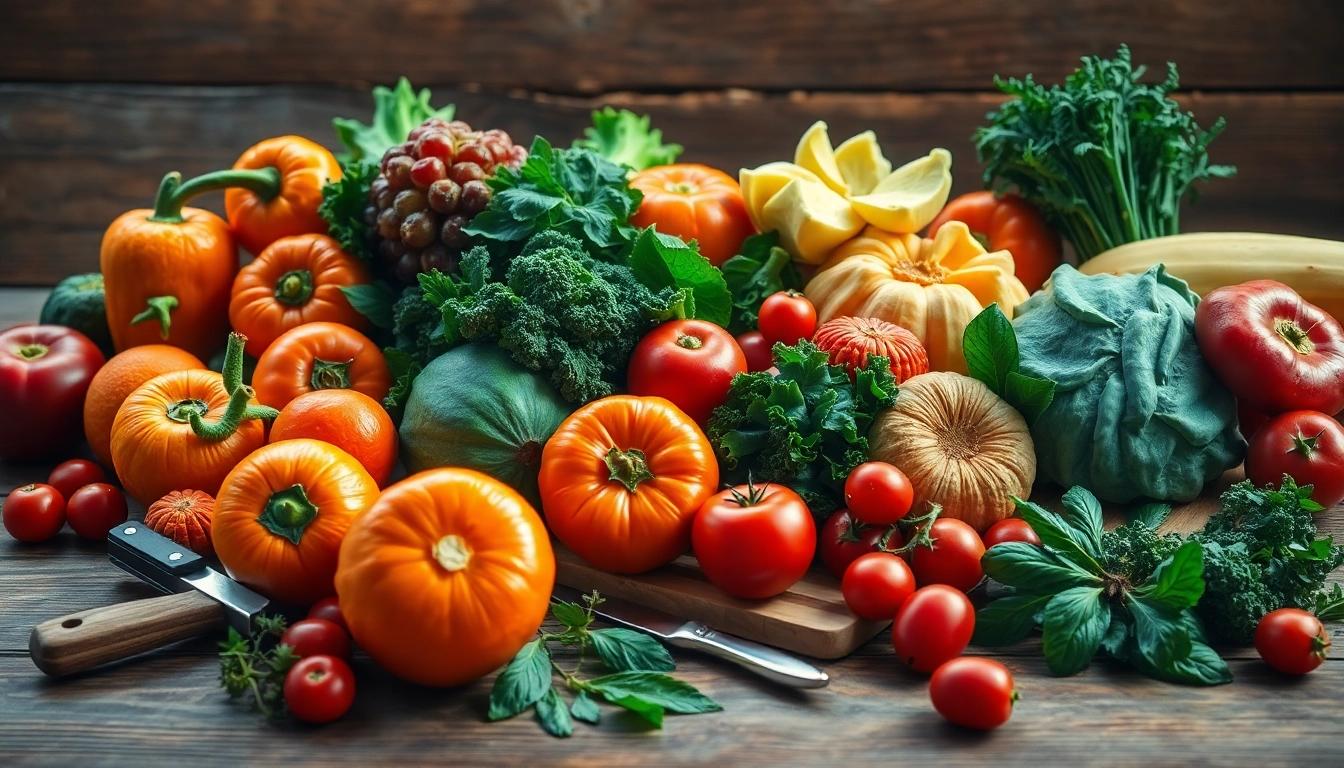 Fresh and vibrant assortment of healthy food, including fruits and vegetables, promoting nutritious choices.