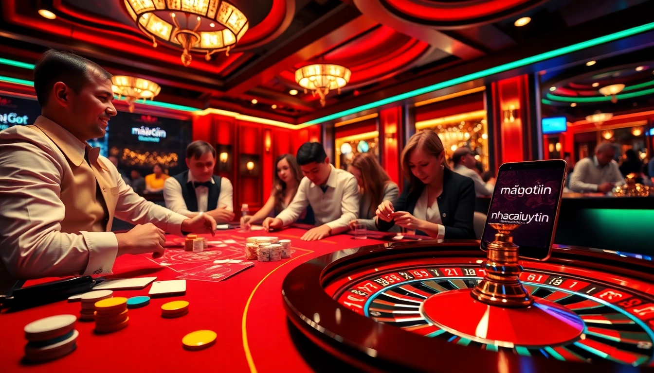 Thrilling casino action featuring a roulette wheel with players placing bets under the keyword nhacaiuytin.