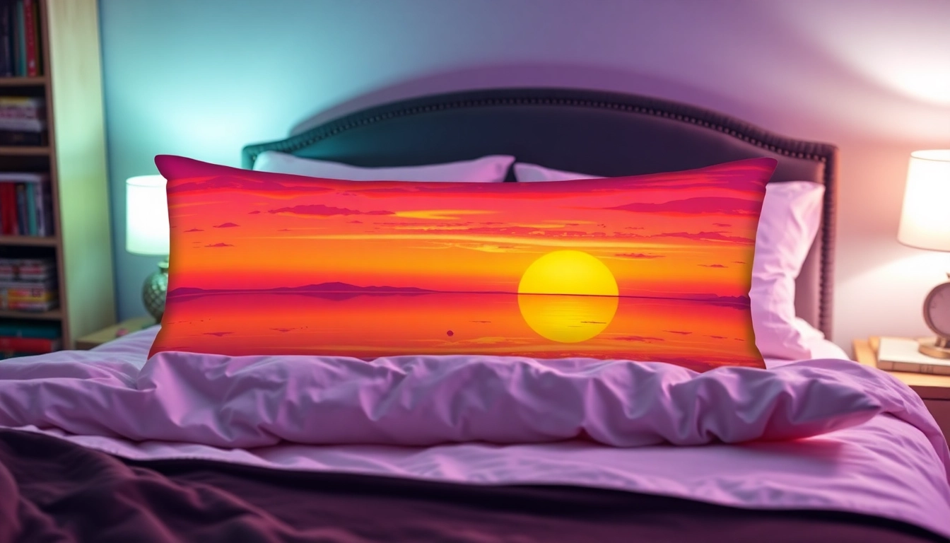 Discover stunning custom body pillow cases featuring serene sunset illustrations, perfect for enhancing any decor.