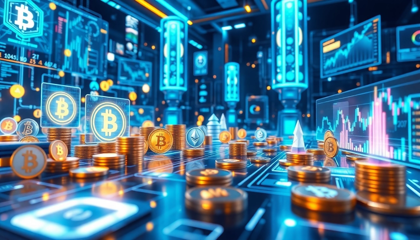 Cryptocurrency trading chart and blockchain network visualization depicting secure financial innovation.