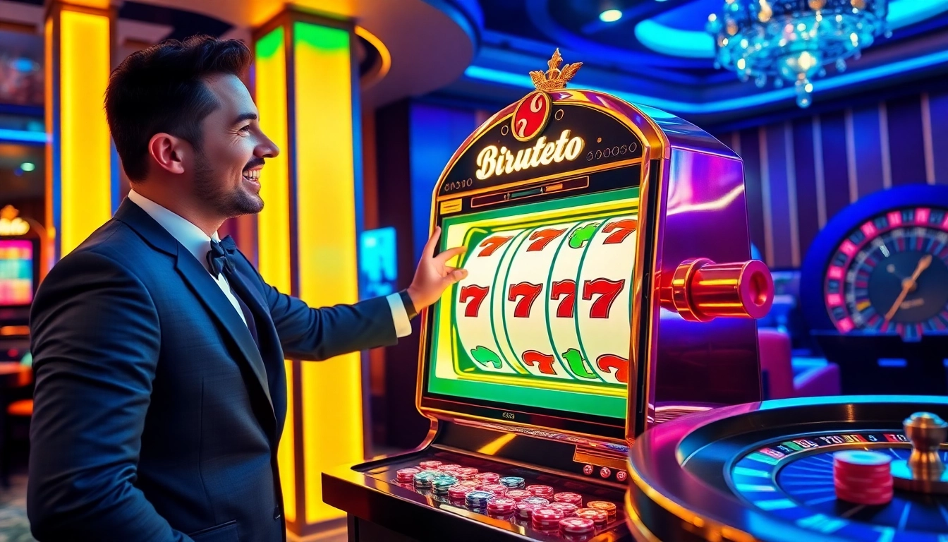 Experience the thrill of winning at the Birutoto slot machine in a luxurious casino setting.