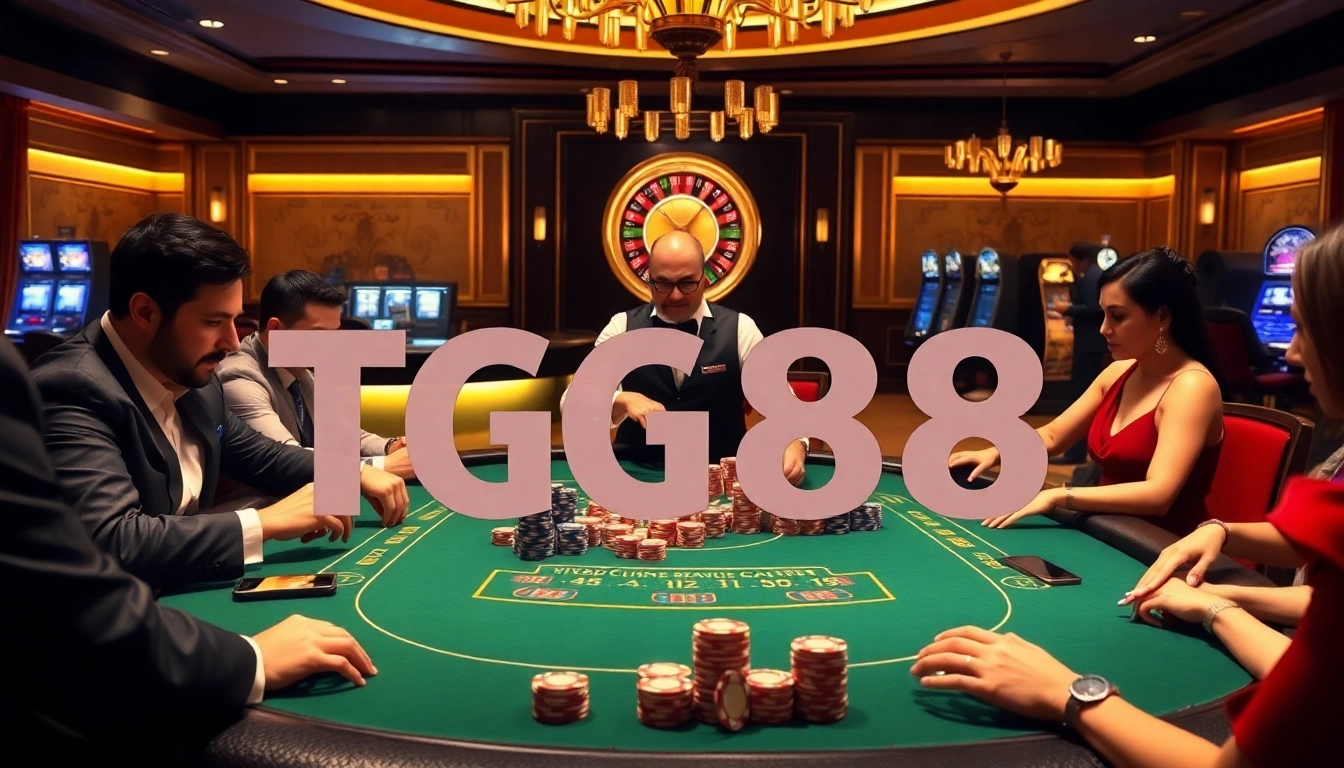 High-stakes poker action at an upscale casino featuring TG88 gaming elements.