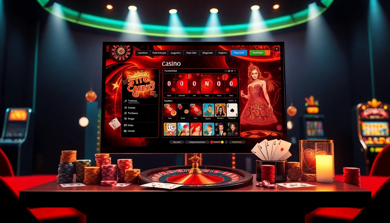 Engaging scene at trang chủ f168 featuring vibrant gambling elements like poker chips and roulette wheels.