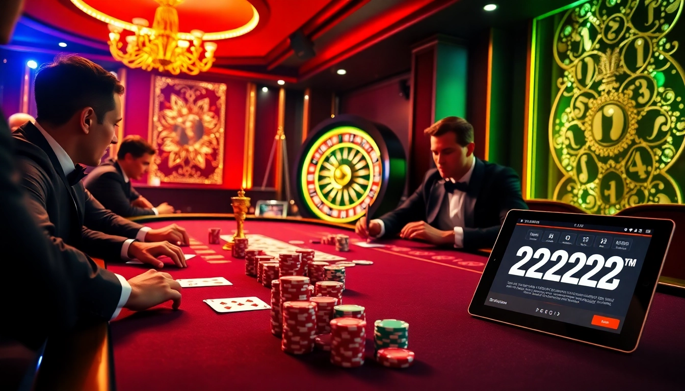 Engaging poker game scene showcasing excitement and elegance at 2PH222 COM online casino.