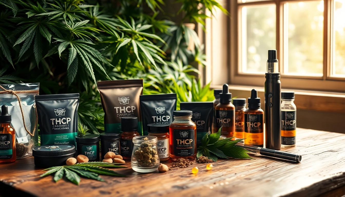 Discover moonbarguy thcp products on a rustic table with cannabis leaves, showcasing quality and variety.