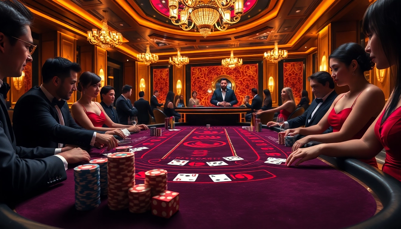 Experience high-stakes baccarat gameplay at https://jun88buzz.info/, showcasing vibrant chips and professional dealers.