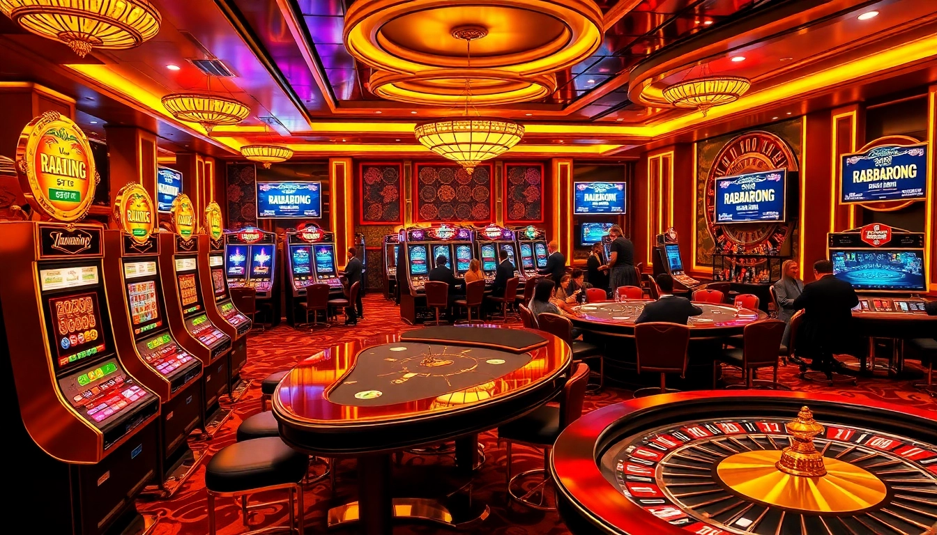 Experience the thrill of RAJABARONG with vibrant casino gaming, including slot machines and poker tables.