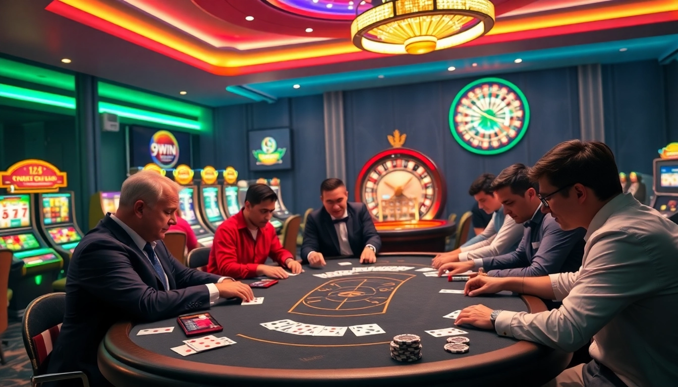 Experience exhilarating gameplay at https://9win1.online/ with poker tables, vibrant chips, and engaging dealers.
