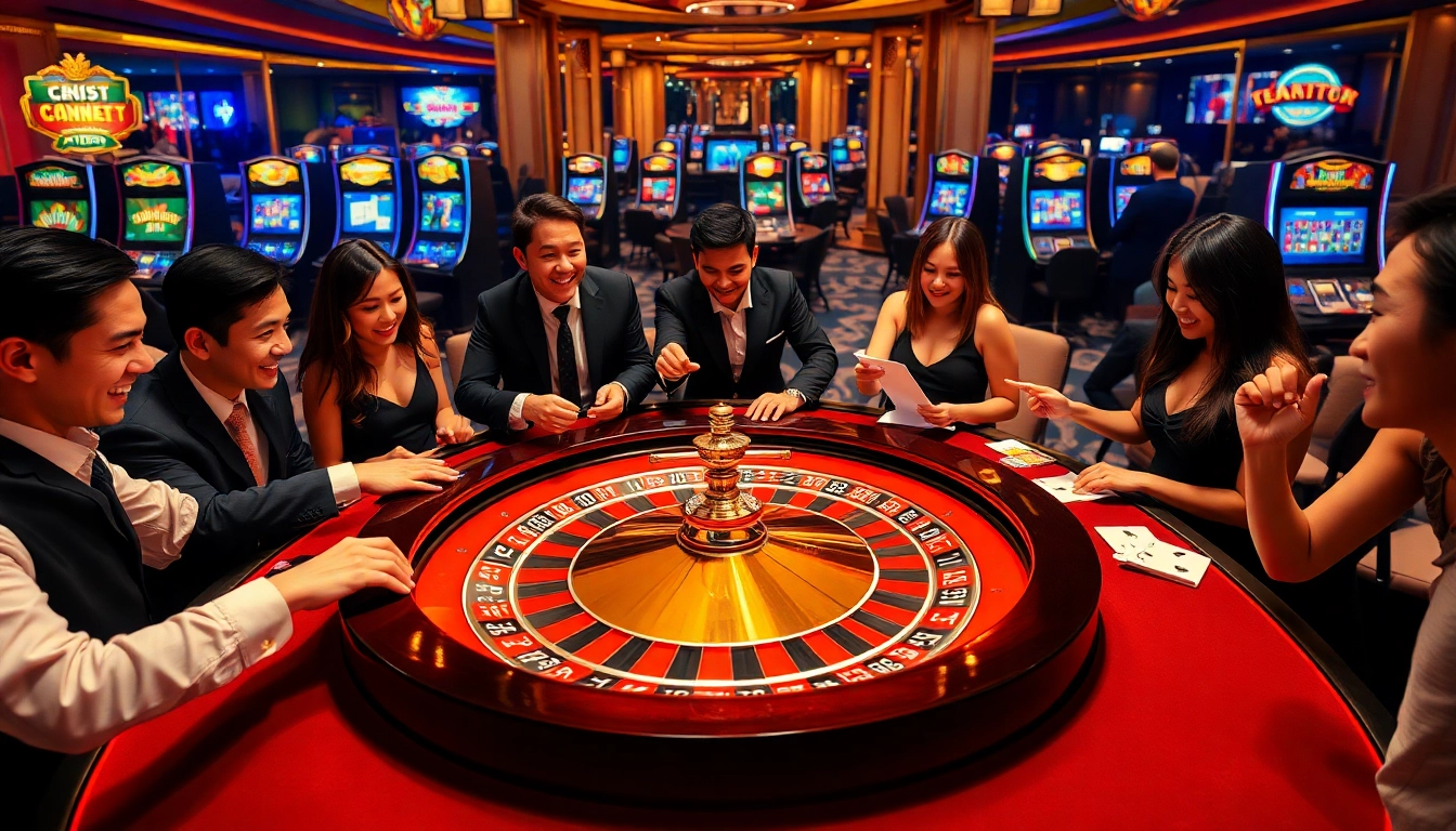 Gamblers enjoying thrilling moments at the roulette table on ev882.sa.com, experiencing high-stakes excitement.