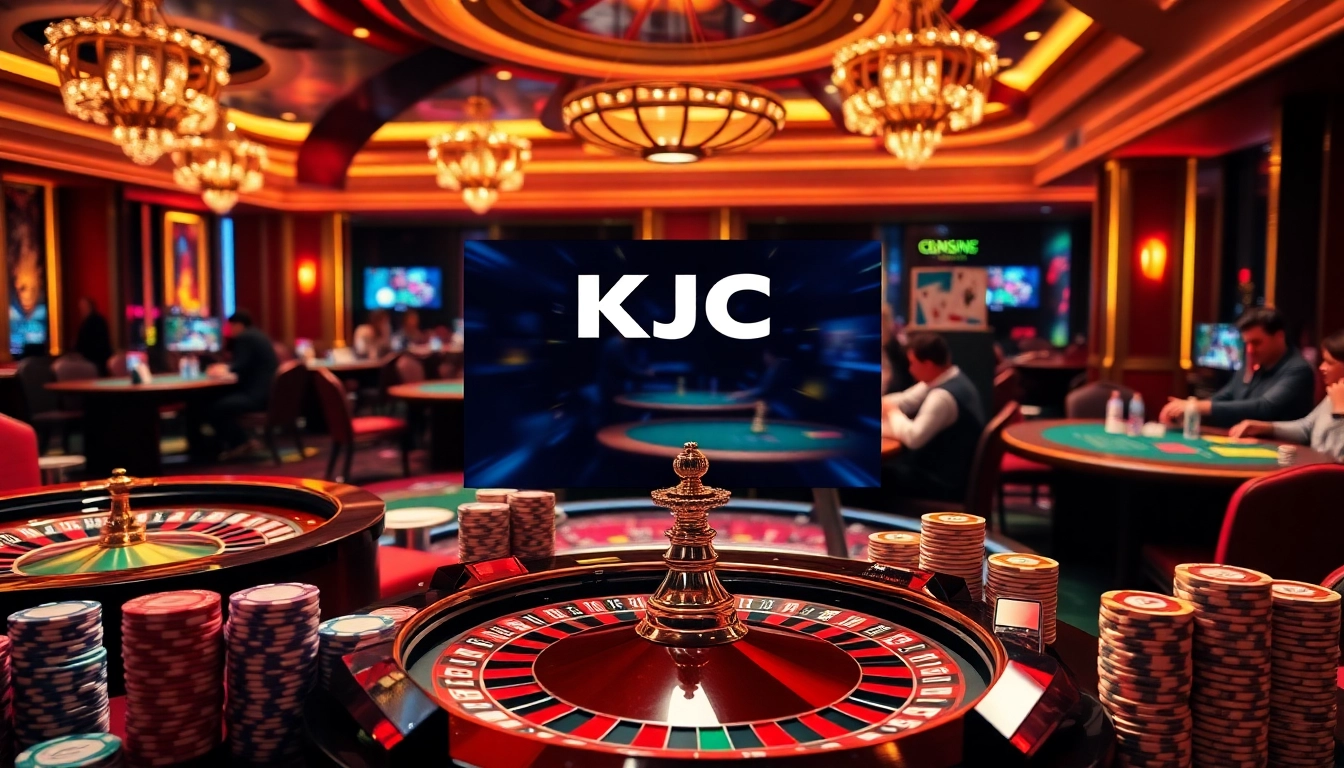 KJC's dynamic casino experience showcasing thrilling gambling action with poker tables and roulette wheels, enticing players at https://kjc.pizza/.