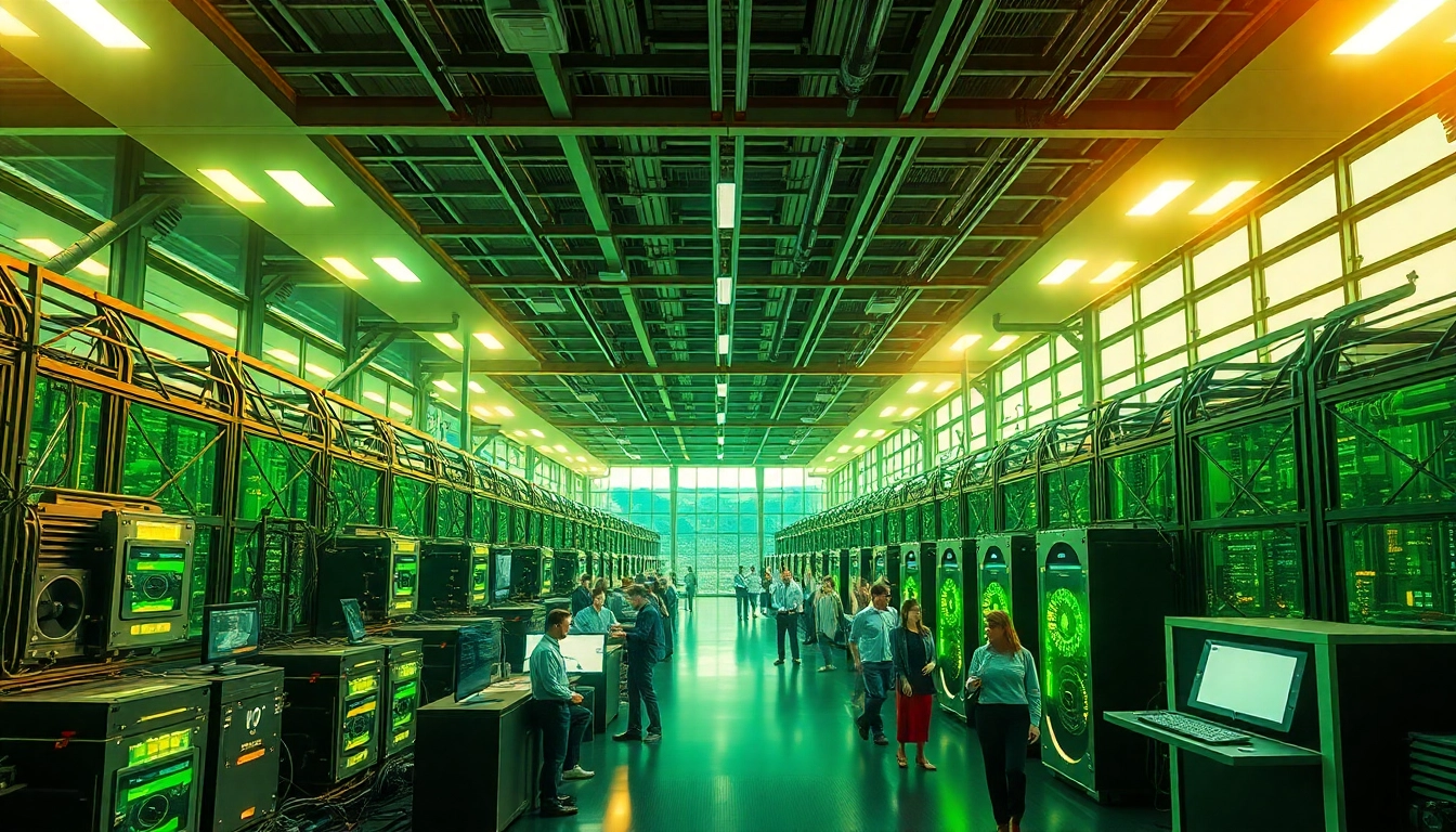 Best cloud mining platforms showcasing a global facility powered by renewable energy.