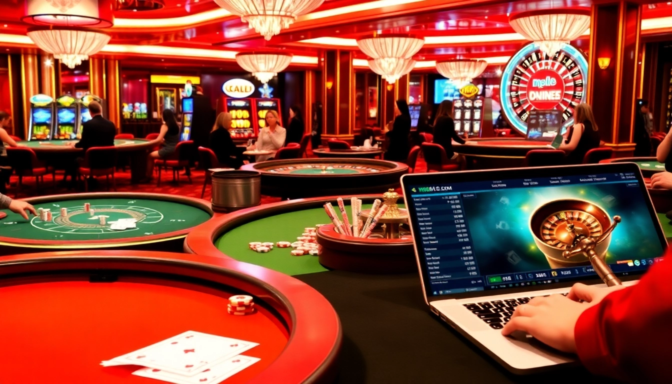 Experience thrilling play at mb66-t.com with exciting gambling scenes and vibrant casino elements.