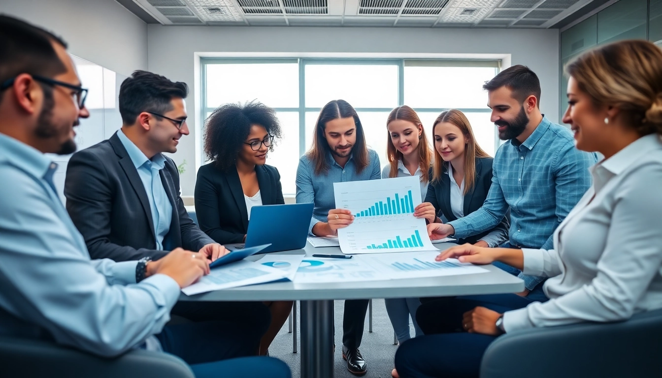 Księgowość dla firmy transportowej przedstawiona na profesjonalnej scenie biurowej z księgowymi analizującymi dokumenty finansowe.