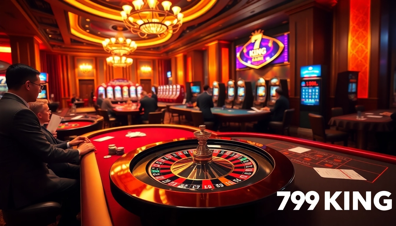 Exciting casino scene featuring players enjoying poker and roulette at 79KING.