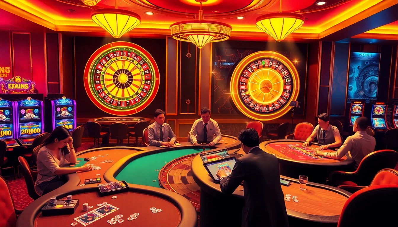 Experience the thrilling environment of RR88 casino with vibrant tables and exciting games.