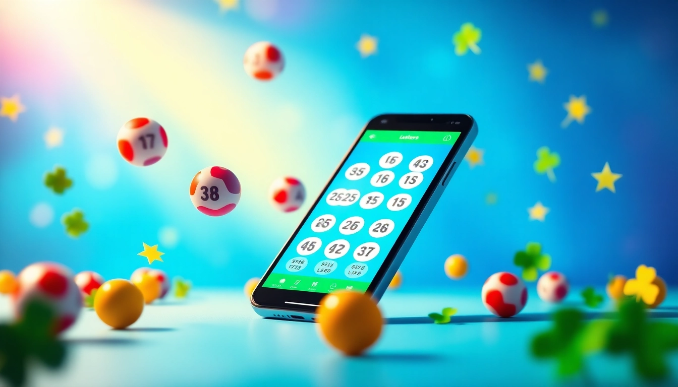 92lottery mobile app interface showcasing vibrant lottery numbers and a lively atmosphere.