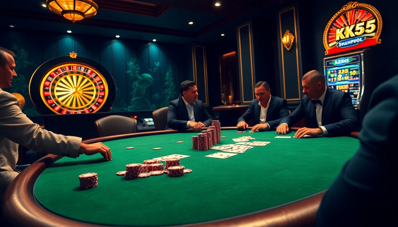Experience thrilling poker action with KK55 chips and luxurious casino ambiance.