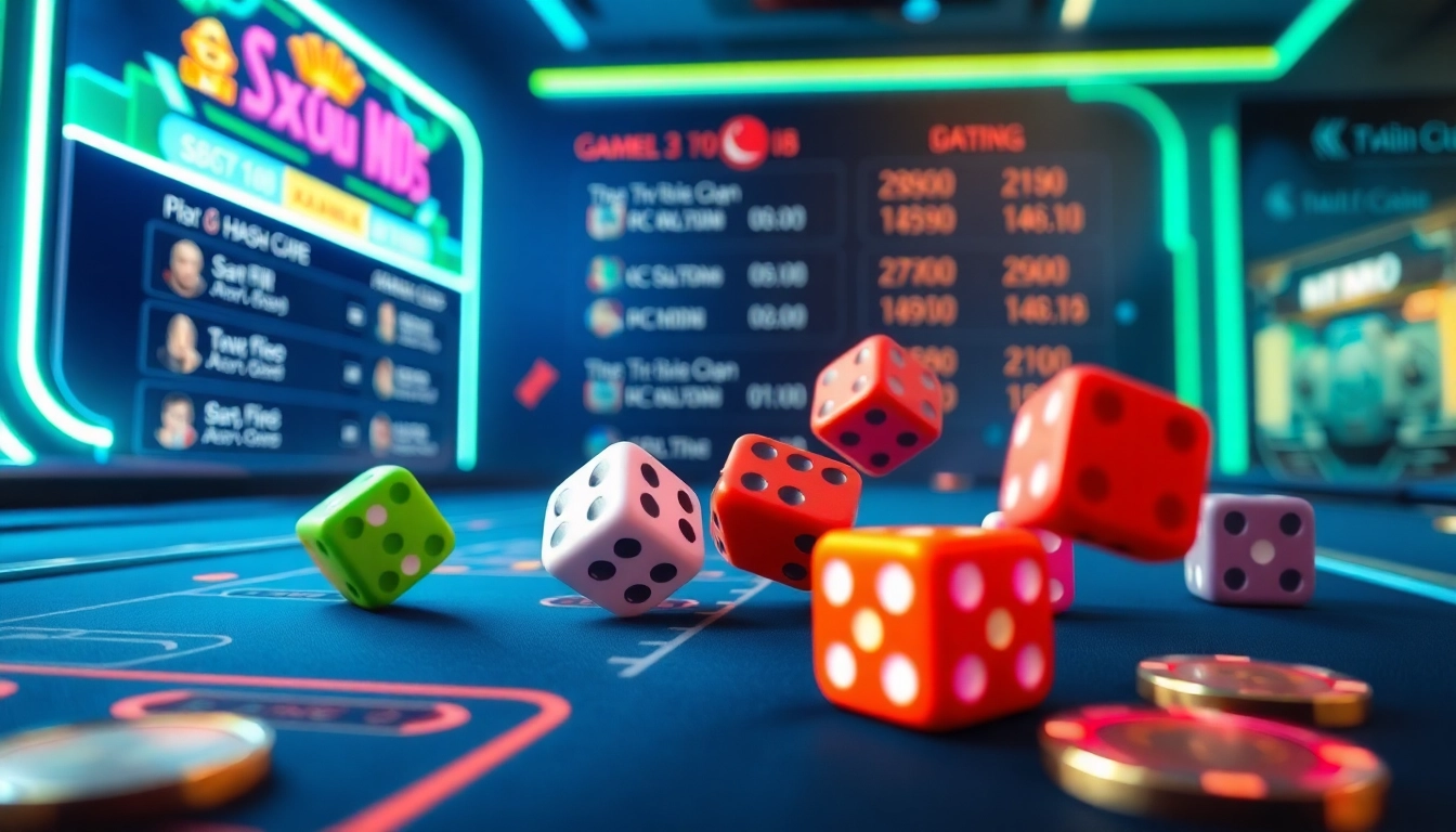 Tài Xỉu MD5 online gaming scene showcasing dice and betting interface.