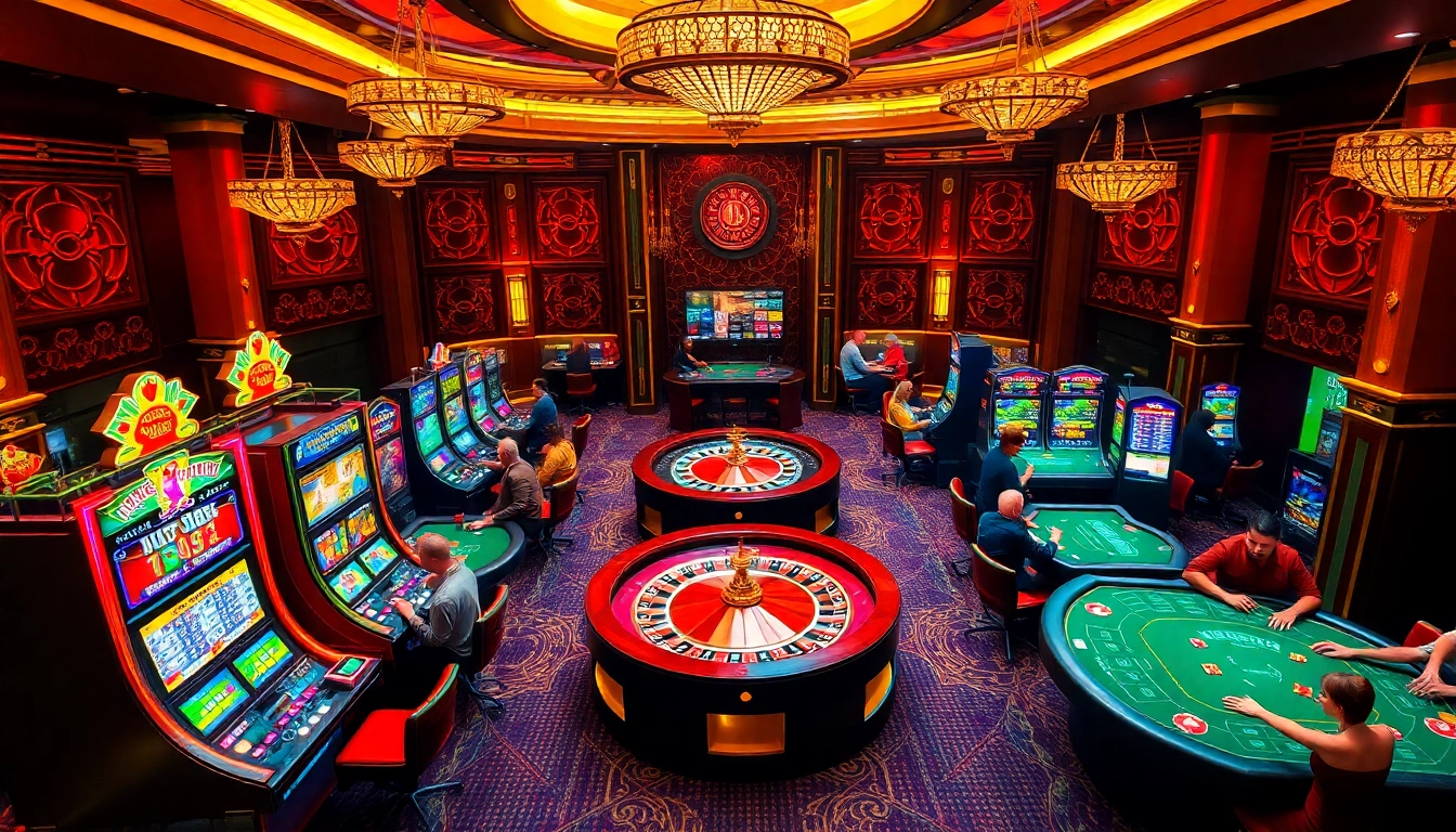 Kubet Casino scene with players enjoying vibrant slot machines and table games.