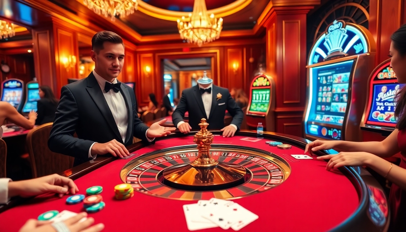 Experience the excitement of sky88 as players enjoy luxury casino gaming with roulette and poker.