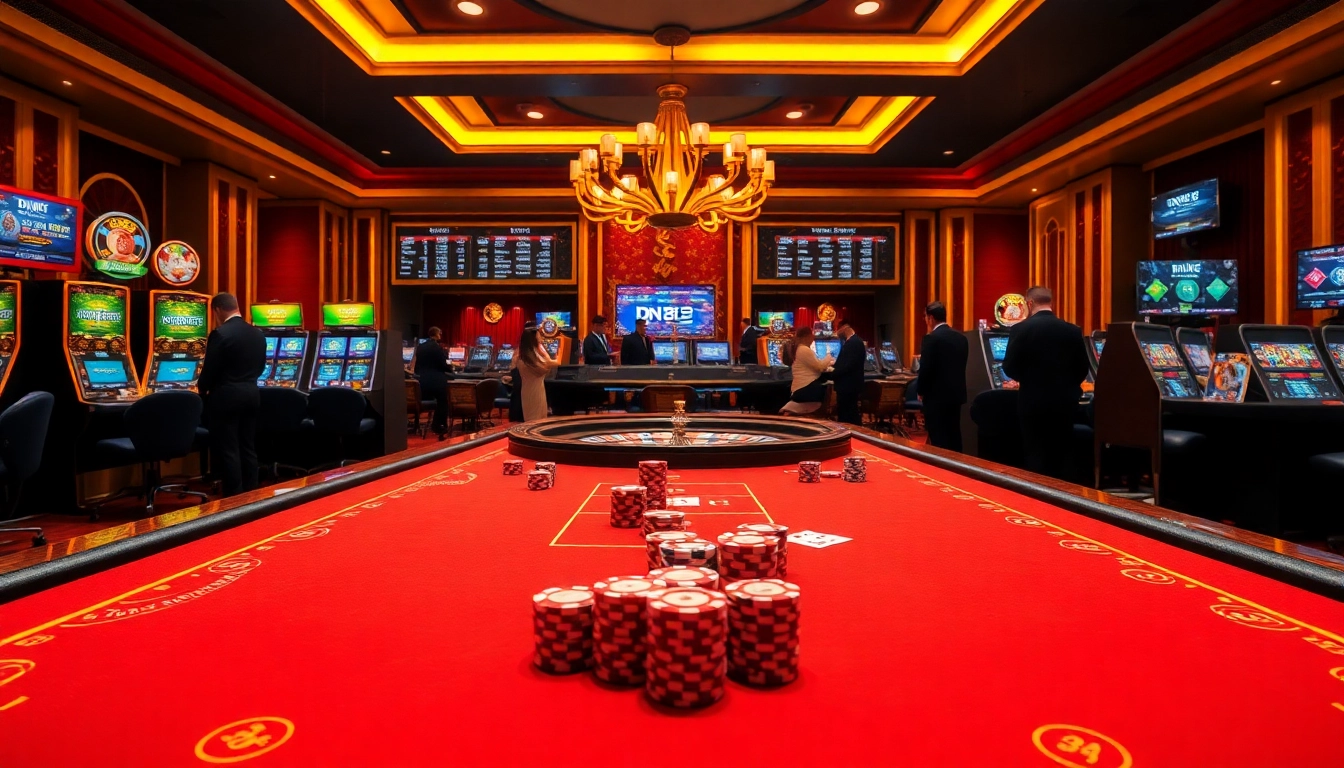 Experience the thrill of DN88 casino gaming with vibrant tables and slot machines.