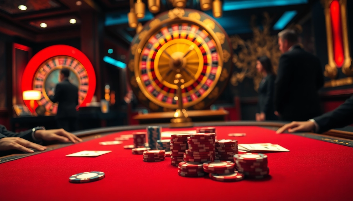 Experience the thrill of high-stakes gaming with 123win at a luxurious casino table.