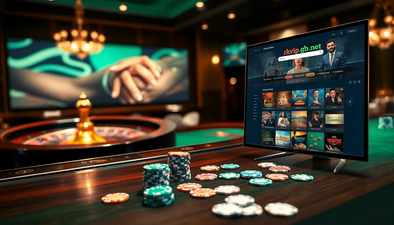 Experience the excitement of rkvip.gb.net through online gaming with vibrant casino visuals.