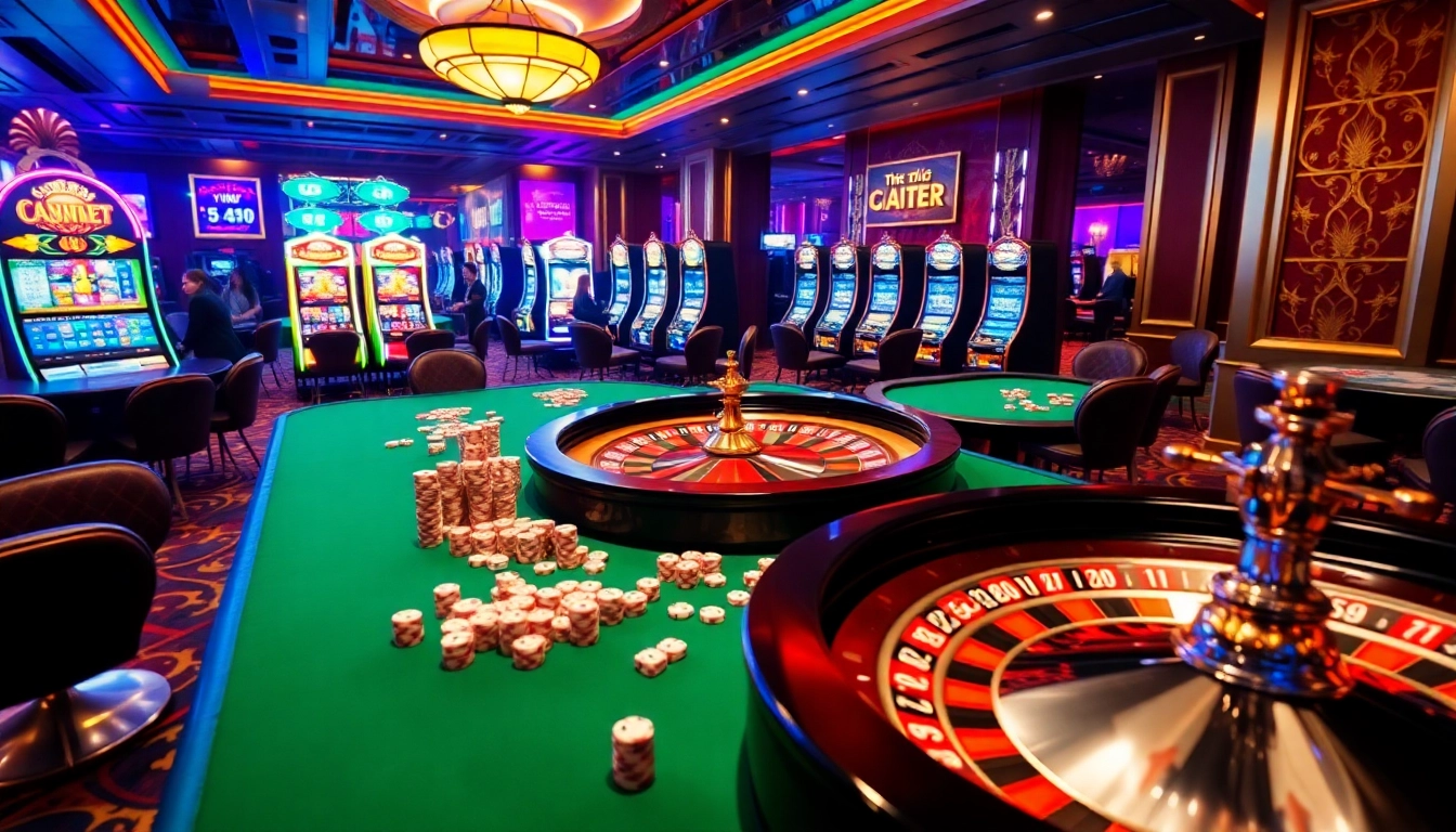 Engaging casino play with 'trang chu luckywin' theme, showcasing vibrant tables, poker chips, and thrilling ambiance.