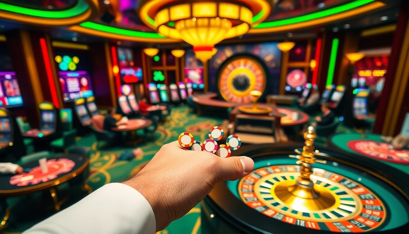 Players winning at the roulette table in a vibrant casino featuring 88i-themed decorations.