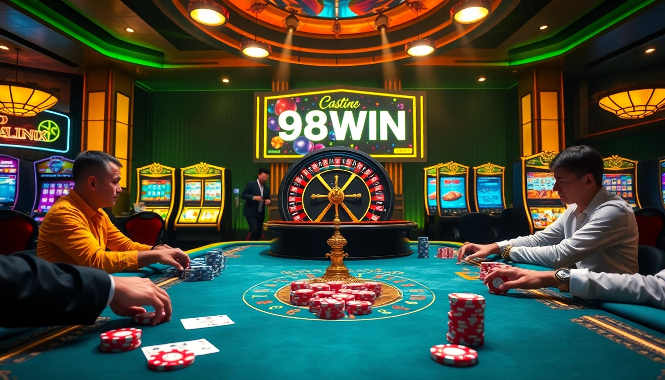 Experience thrilling gameplay at 98WIN casino with vibrant tables and exciting poker action.