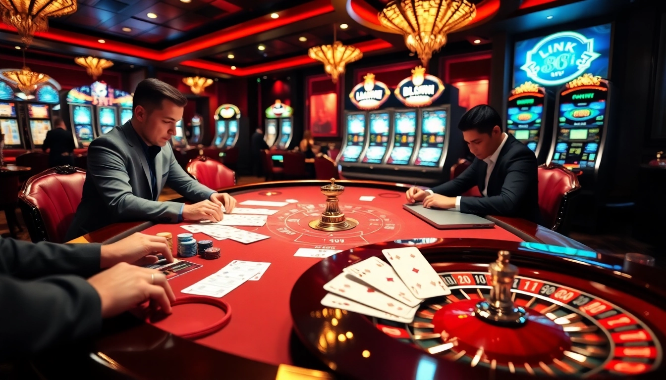 The vibrant casino atmosphere with players experiencing excitement at link 88i gaming tables.