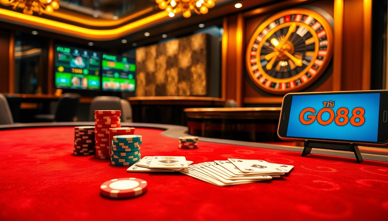 Experience the thrill of betting with Tải GO88 at an upscale online casino table.