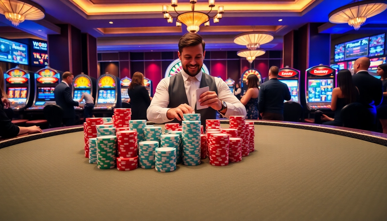 Spin to win at https://ww88.review/ with an exciting casino scene of poker and roulette.