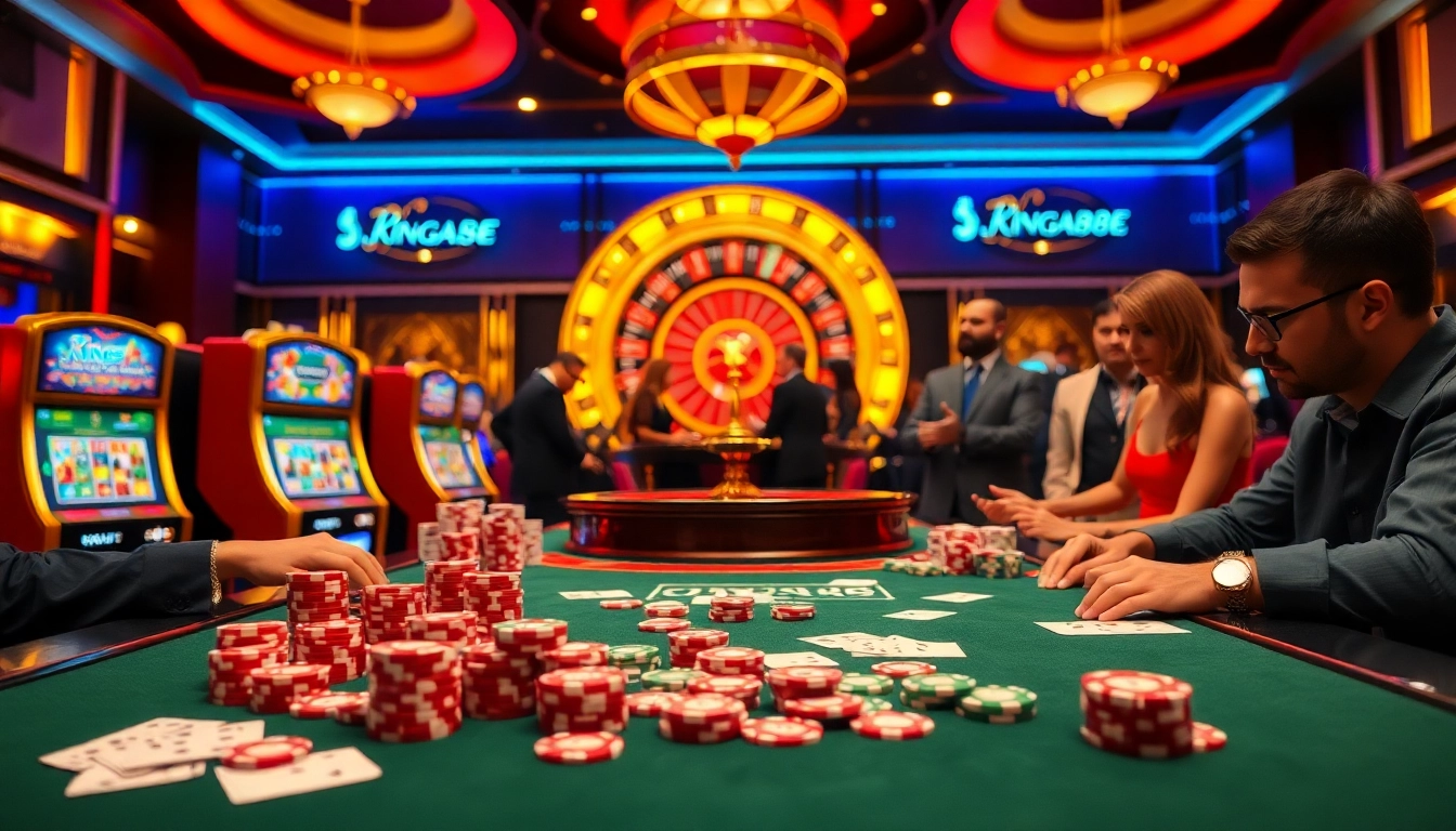 Immerse yourself in the excitement of king88 betting tables with vibrant casino elements.