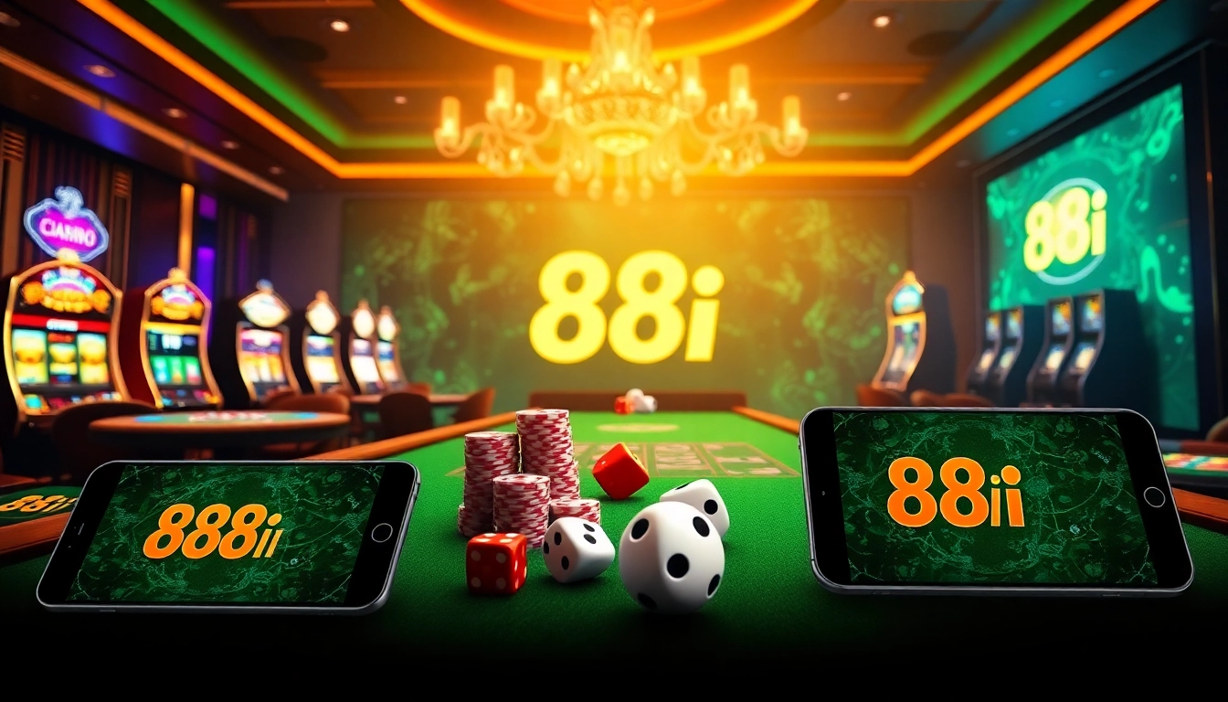 Gamble at a vibrant 88i online casino featuring lively games and luxury elements.