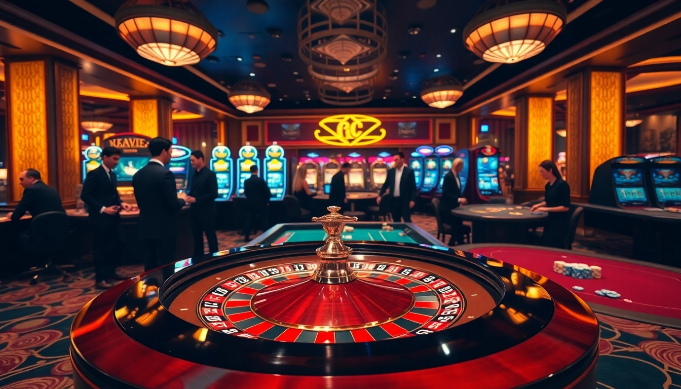 Engaged players at a luxurious casino showcasing the excitement of rikvip gaming experience.