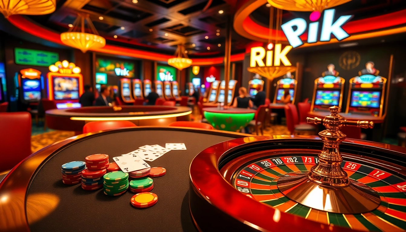 Experience thrilling gambling action at Rik VIP with vibrant casino tables and colorful chips.