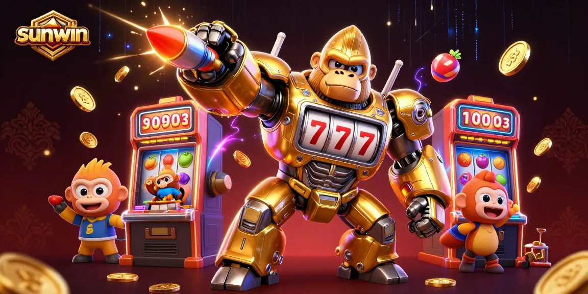 Experience thrilling wins at sunwin with the golden gorilla mech smashing jackpots and coins flying!