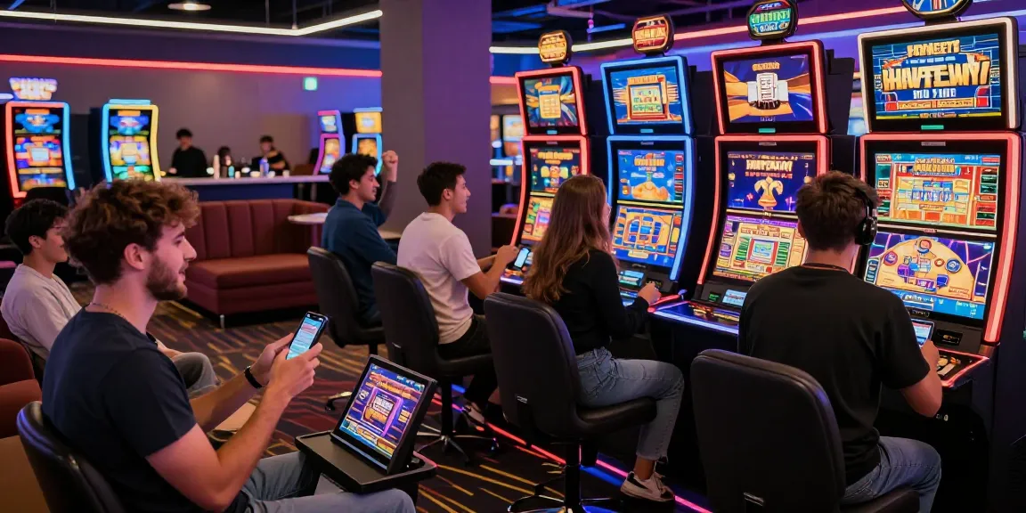 Exciting scene of players enjoying new online casinos UK with vibrant gaming stations and modern technology.